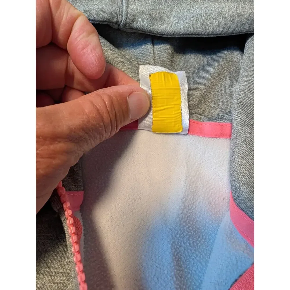 The North Face Girls Full Zip Fleece Hoodie Heather Gray Pink Size M 10/12